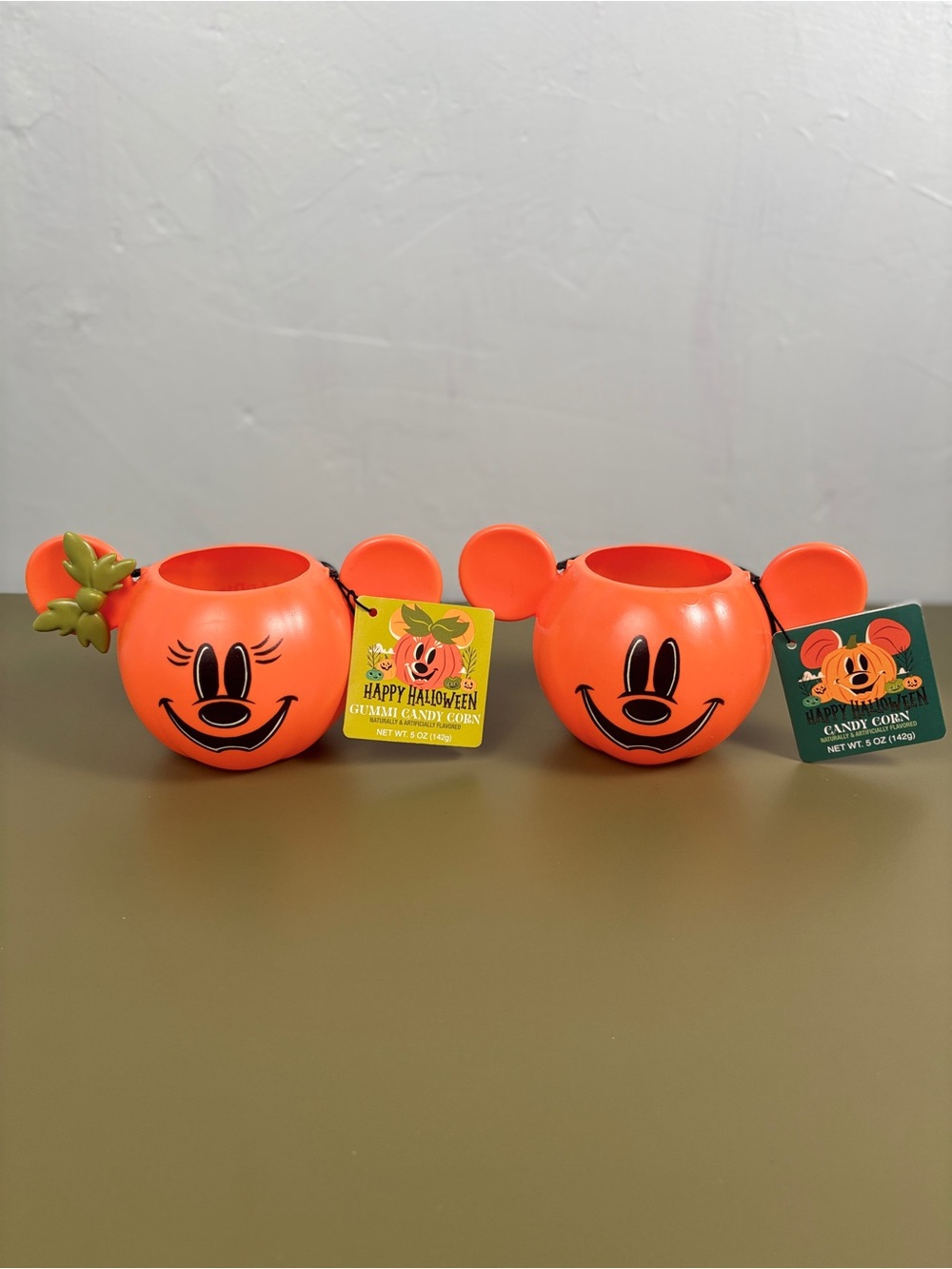 Disney Halloween Mickey & Minnie Ear Pumpkin Candy Buckets - Orange